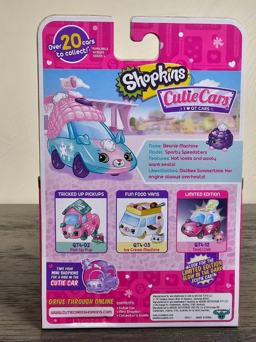 Moose Toys Shopkins Cutie Cars Beanie Machine QT4-01 Vehicle & Mini Shopkin NEW
